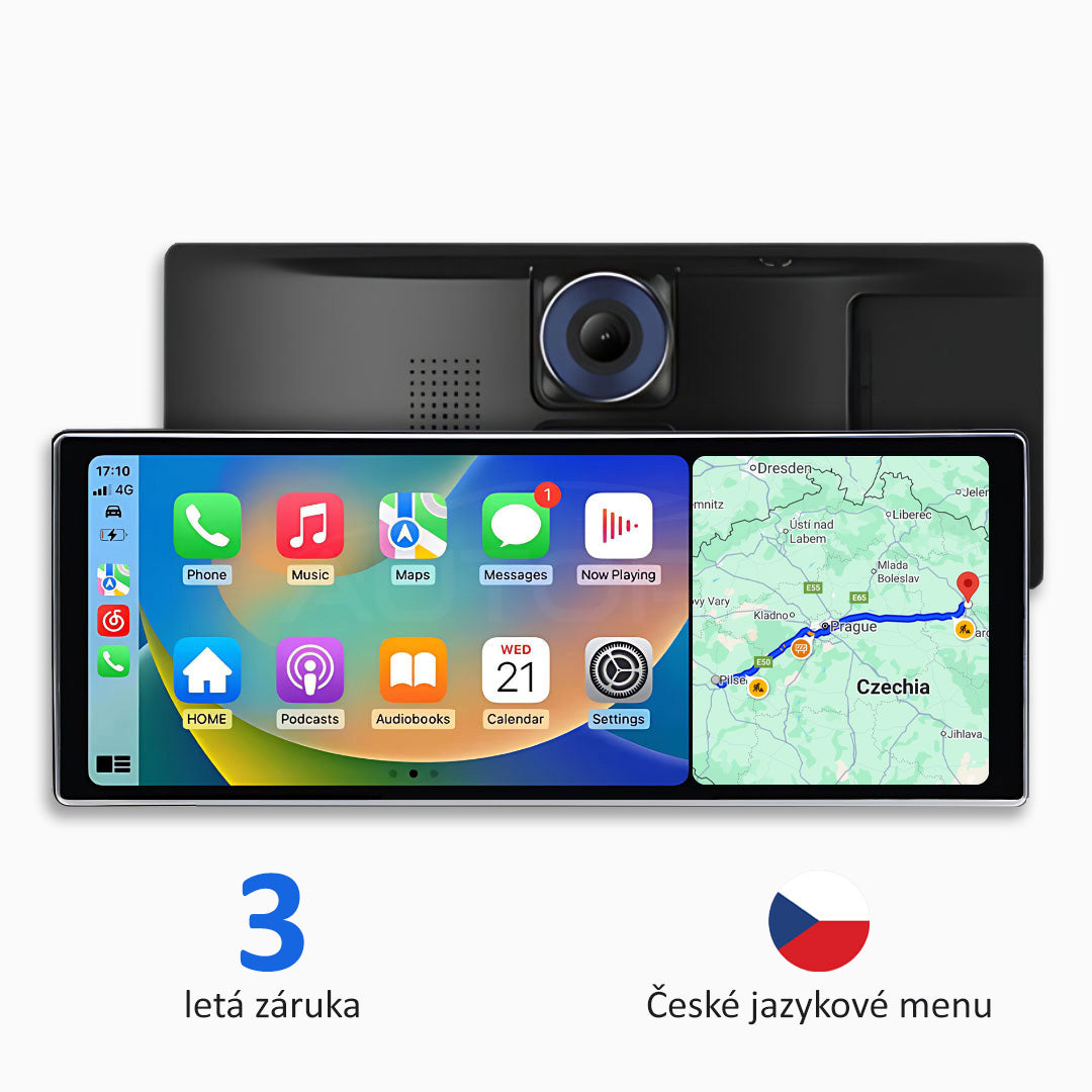 Univerzální automobilová multimédia s Apple CarPlay, Android Auto a záznamem videa (model 2025)